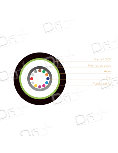 FO Structure Libre Armée OM4 6 Brins EXT Mètre - FOLAF6BOM4 - dfiplus