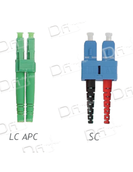 Jarretière OS2 LC APC-SC Duplex Monomode Jaune 50cm - JD2LCASC - dfiplus Jarretière OS2 LC APC-SC Duplex Monomode Jaune 50cm - JD2LCASC - dfiplus