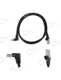 Cordon RJ45 Coudé Bas CAT 6A 500 Mhz S-FTP Noir - CB6ASFTP - dfiplus