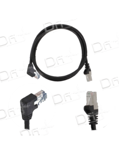 Cordon RJ45 Coudé Droit CAT 6A 500 Mhz S-FTP Noir - CD6ASFTP - dfiplus