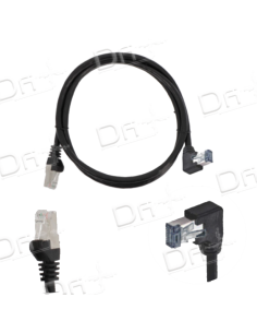 Cordon RJ45 Coudé Gauche CAT 6A 500 Mhz S-FTP Noir - CG6ASFTP - dfiplus