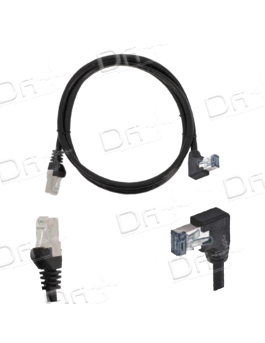 Cordon RJ45 Coudé Gauche CAT 6A 500 Mhz S-FTP Noir - CG6ASFTP - dfiplus