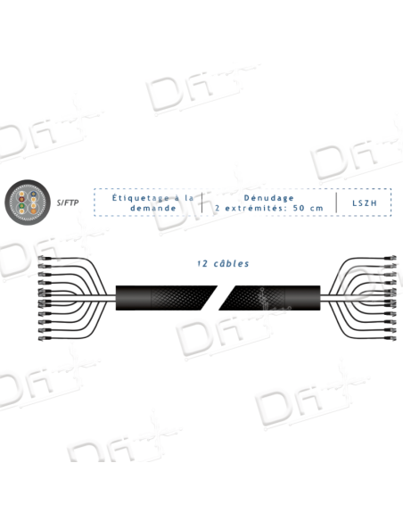 Frette 12 RJ45 CAT 6A S-FTP Bleu 2m - FP2B12C6A - dfiplus Frette 12 RJ45 CAT 6A S-FTP Bleu 2m - FP2B12C6A - dfiplus