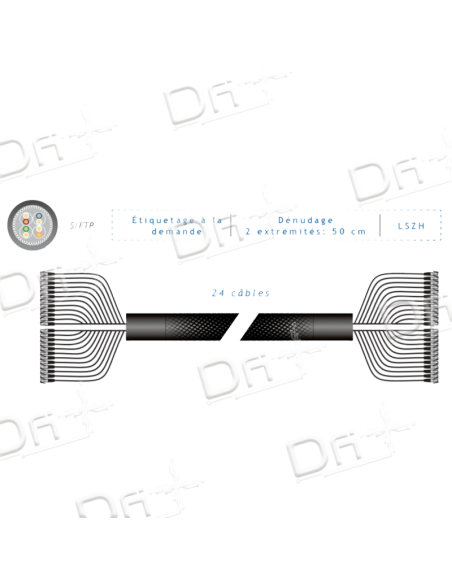 Frette 24 RJ45 CAT 6A S-FTP Bleu 2m - FP2B24C6A - dfiplus Frette 24 RJ45 CAT 6A S-FTP Bleu 2m - FP2B24C6A - dfiplus