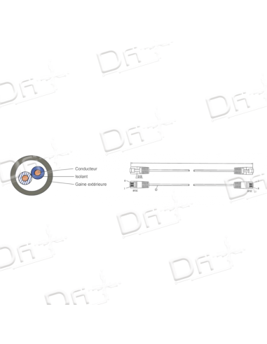 Cordon Patch Téléphonique 1 Paire UTP Gris 1m - C45UG1 - dfiplus