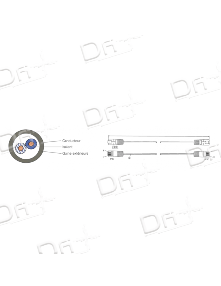 Cordon Patch Téléphonique 1 Paire UTP Gris 1m - C45UG1 - dfiplus Cordon Patch Téléphonique 1 Paire UTP Gris 1m - C45UG1 - dfiplus