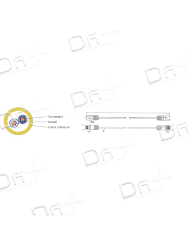 Cordon Patch Téléphonique 1 Paire UTP Jaune 0,50m - C45UY05 - dfiplus