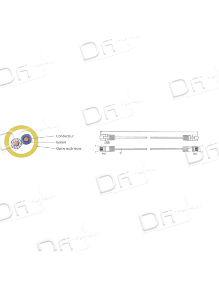Cordon Patch Téléphonique 1 Paire UTP Jaune 0,50m - C45UY05 - dfiplus Cordon Patch Téléphonique 1 Paire UTP Jaune 0,50m - C45UY05 - dfiplus