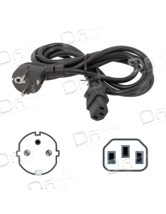 Cordon CEE7/7 - C13 Noir 1,8m - CC77C13N - dfiplus