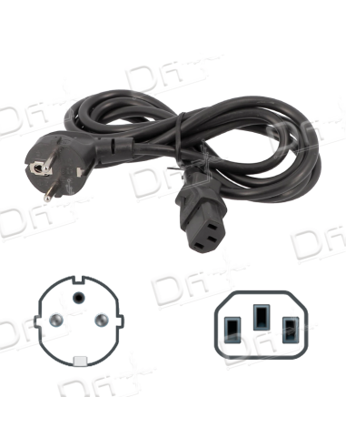Cordon CEE7/7 - C13 Noir 1,8m - CC77C13N - dfiplus