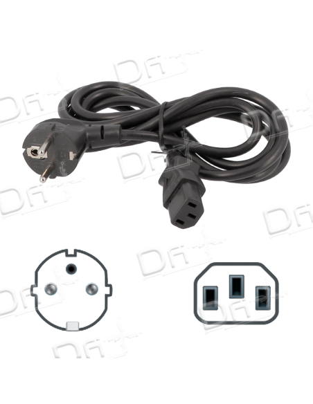Cordon CEE7/7 - C13 Noir 1,8m - CC77C13N - dfiplus