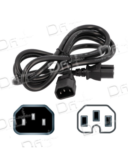 Rallonge C14 - C15 Noir 1m - RC14C15N - dfiplus Rallonge C14 - C15 Noir 1m - RC14C15N - dfiplus