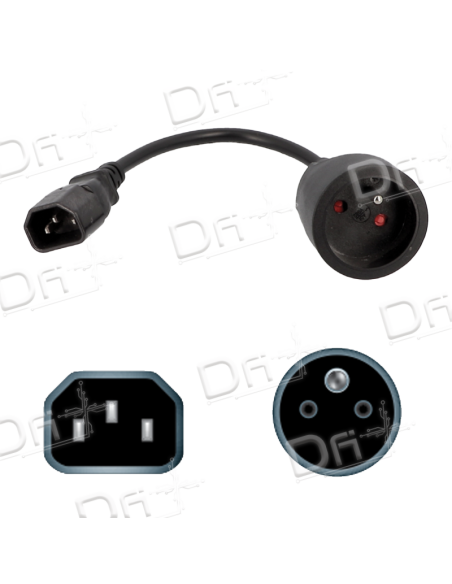 Rallonge C14 - CEE7/5 Noir 0,6m - RC14C77N - dfiplus Rallonge C14 - CEE7/5 Noir 0,6m - RC14C77N - dfiplus