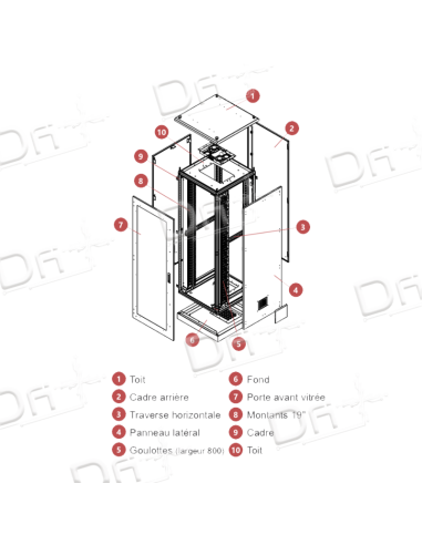 Baie Réseau Vitrée IP55 19" 26U 600x600 - BRV552666 - dfiplus