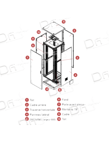 Baie Réseau IP55 19" 42U 800x800 - BR554288 - dfiplus