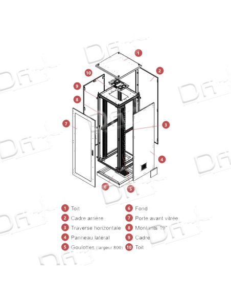 Baie Réseau Vitrée IP55 19" 42U 800x1000 - BRV554281 - dfiplus Baie Réseau Vitrée IP55 19" 42U 800x1000 - BRV554281 - dfiplus