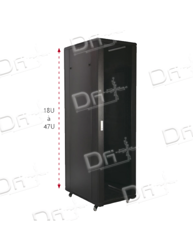 Baie Réseau 19" 22U 800x1000 AV Vitrée - AR Pleine - BR2281 - dfiplus