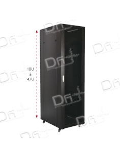 Baie Réseau 19" 37U 600x1000 AV Vitrée - AR Pleine - BR3761 - dfiplus