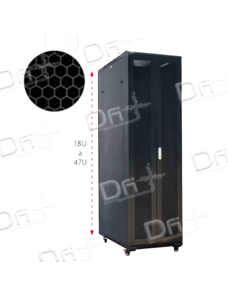 Baie Serveur 19" 27U 600x1000 AV&AR Ajourées - BS2761SA - dfiplus