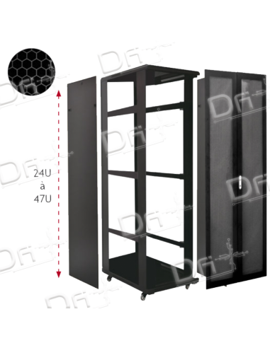 Baie Serveur 19" 42U 600x800 AV&AR Ajourées KIT - BS4268SAK - dfiplus