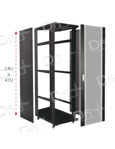 Baie Réseau 19" 47U 800x1200 AV Vitrée - AR Pleine KIT- BR47812K - dfiplus