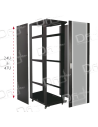 Baie Réseau 19" 42U 600x800 AV Vitrée - AR Pleine KIT- BR4268K - dfiplus