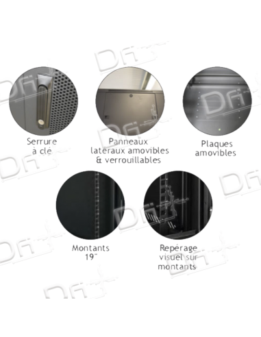 Baie 19" 42U 1000x1000 AV&AR Ajourées - B4211SA - dfiplus