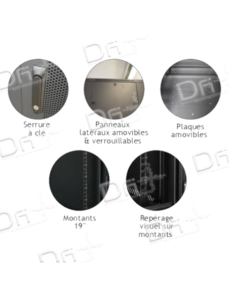 Baie 19" 42U 1000x1000 AV&AR Ajourées - B4211SA - dfiplus