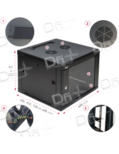Coffret 19" 9U 600x600 Easy Poz Vitrée - C19966M - dfiplus