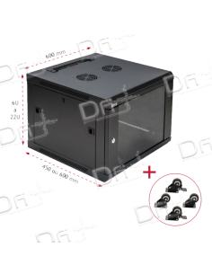 Coffret 19" 6U 600x600 Easy Poz Vitrée & Roulettes - C19666MR - dfiplus