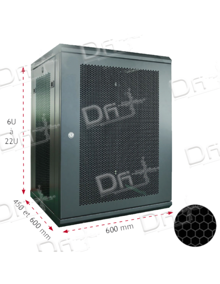 Coffret 19" 22U 600x600 Easy Poz AV&P Ajourée - C192266PPA - dfiplus