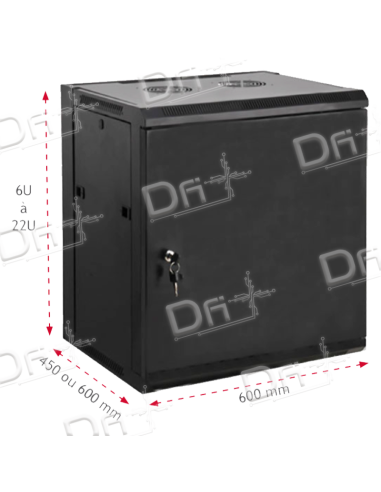Coffret 19" 12U 600x450 Easy Poz Porte Pleine KIT - C1912645PMK - dfiplus
