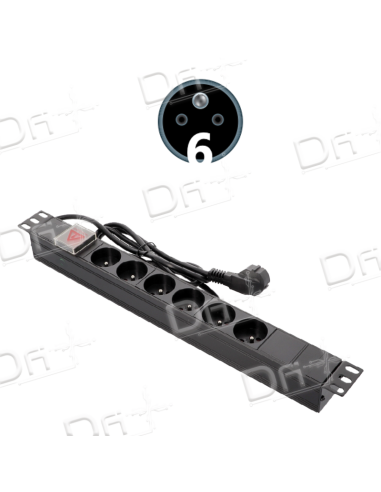 Bandeau 19" 6 prises CEE7/5 Interrupteur - B19675I - dfiplus