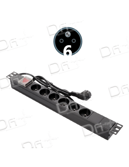 Bandeau 19" 6 prises CEE7/5 Interrupteur - B19675I - dfiplus Bandeau 19" 6 prises CEE7/5 Interrupteur - B19675I - dfiplus