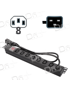 Bandeau 19" 8 Prises C13 & C20 Interrupteur - B1981320I - dfiplus