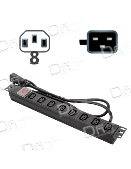 Bandeau 19" 8 Prises C13 & C20 Interrupteur - B1981320I - dfiplus Bandeau 19" 8 Prises C13 & C20 Interrupteur - B1981320I - dfiplus