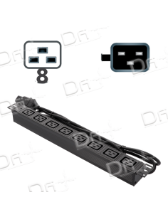 Bandeau 19" 8 prises C19 & C20 Voyant - B1981920V - dfiplus