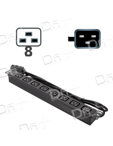Bandeau 19" 8 prises C19 & C20 Voyant - B1981920V - dfiplus Bandeau 19" 8 prises C19 & C20 Voyant - B1981920V - dfiplus