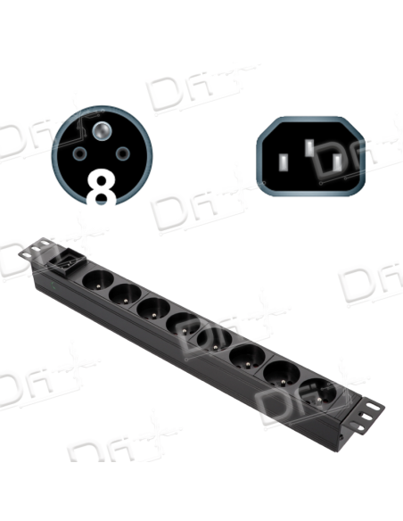 Bandeau 19" 8 prises CEE7/5 & C14 - B1987514 - dfiplus