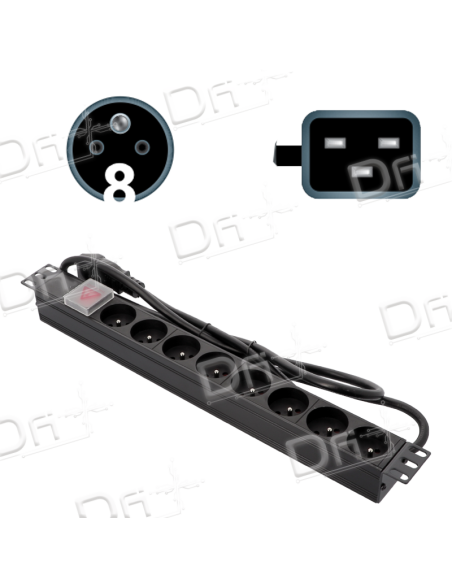 Bandeau 19" 8 prises CEE7/5 & C20 Interrupteur - B1987520I - dfiplus Bandeau 19" 8 prises CEE7/5 & C20 Interrupteur - B1987520I - dfiplus