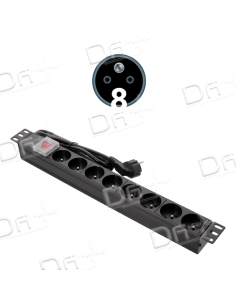 Bandeau 19" 8 prises CEE7/5 Interrupteur - B19875I - dfiplus