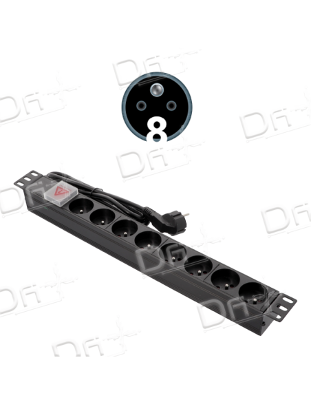 Bandeau 19" 8 prises CEE7/5 Interrupteur - B19875I - dfiplus Bandeau 19" 8 prises CEE7/5 Interrupteur - B19875I - dfiplus