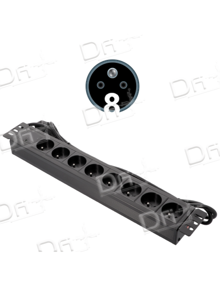 Bandeau 19" 8 prises CEE7/5 Parafoudre - B19875P - dfiplus Bandeau 19" 8 prises CEE7/5 Parafoudre - B19875P - dfiplus