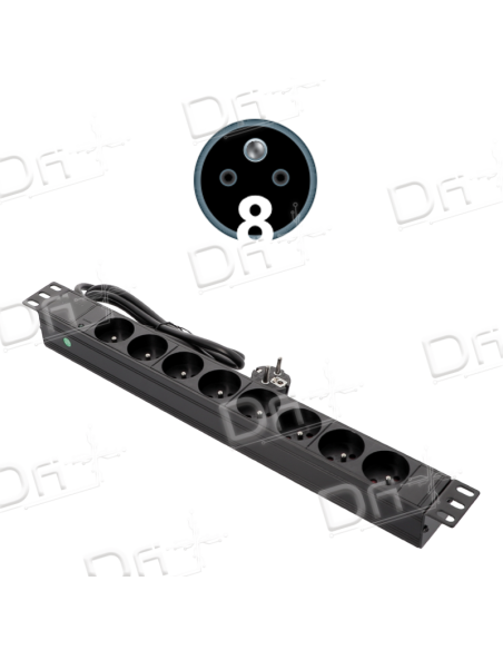 Bandeau 19" 8 prises CEE7/5 Voyant - B19875V - dfiplus Bandeau 19" 8 prises CEE7/5 Voyant - B19875V - dfiplus