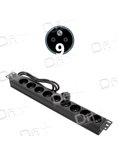 Bandeau 19" 9 Prises CEE7/5 - B19975 - dfiplus