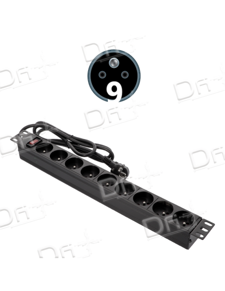 Bandeau 19" 9 prises CEE7/5 Interrupteur - B19975I - dfiplus Bandeau 19" 9 prises CEE7/5 Interrupteur - B19975I - dfiplus