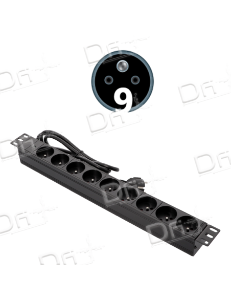 Bandeau 19" 9 prises CEE7/5 Voyant - B19975V - dfiplus Bandeau 19" 9 prises CEE7/5 Voyant - B19975V - dfiplus
