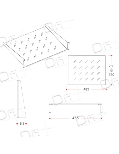 Plateau 19 Inch 1U 300mm - 1P192P300 - dfiplus