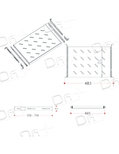 Plateau Coulissant 19 Inch 1U 750mm P1200mm - P19C751200 - dfiplus