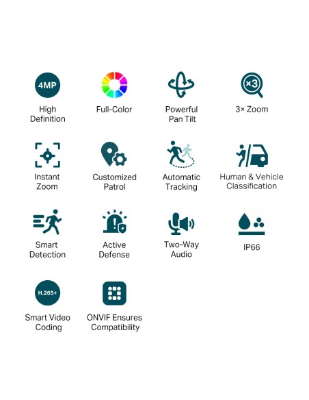 TP-Link VIGI C540V 4MP Pan Tilt Dual-Lens Varifocal Outdoor ColorPro Camera 8mm